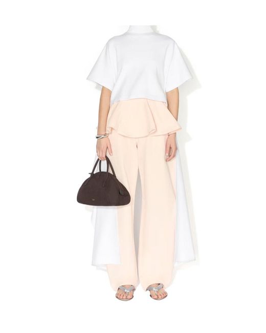 Alaïa White Alaïa High-Neck Draped-Hem Top