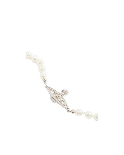 Vivienne Westwood White Mini Bas Relief Faux Pearl Bracelet