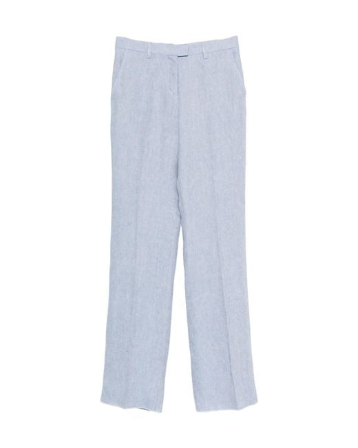 Etro Blue Two Side Pockets Linen Tailored Trousers