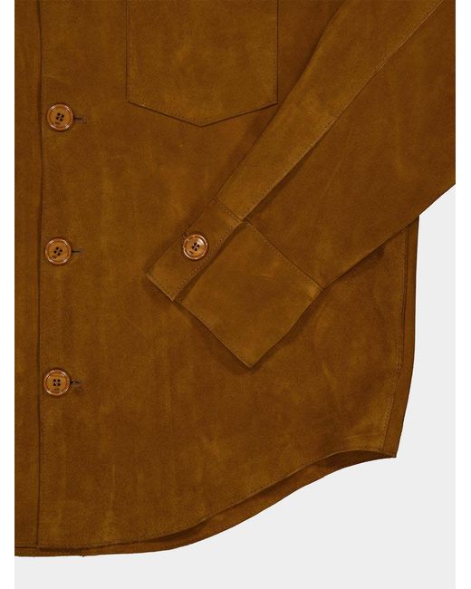 AMI Brown Buttoned Curved Hem Overshirt for men