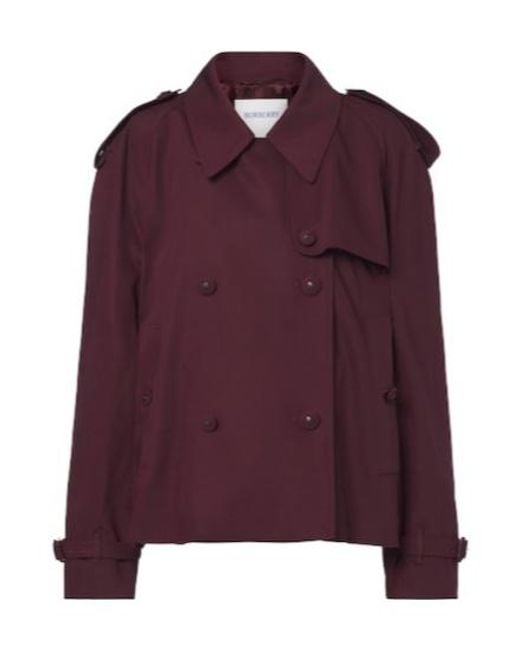 Burberry Purple Solid-Color Trench Coat With Lapel Collar