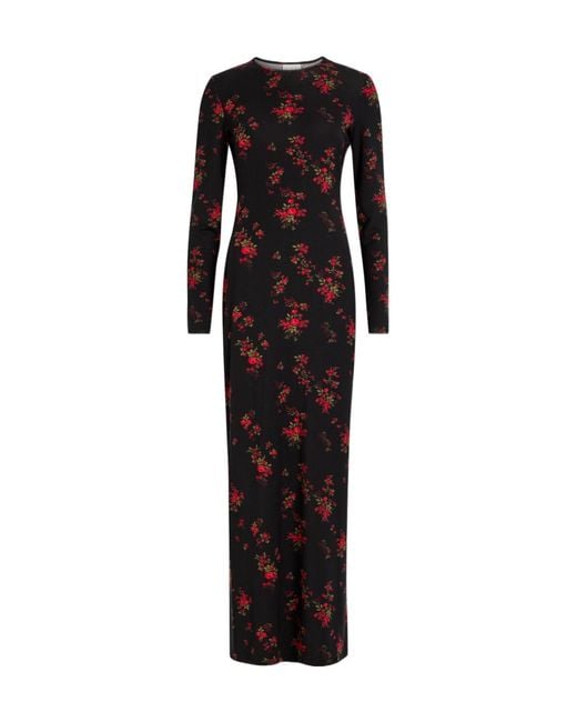 Reformation Black Tommie Floral Stretch-Jersey Maxi Dress