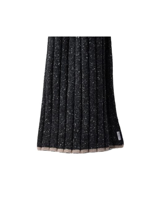Brunello Cucinelli Black Ribbed Cashmere Scarf for men