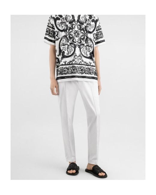 Dolce & Gabbana White Cotton Gabardine Jogging Pants for men
