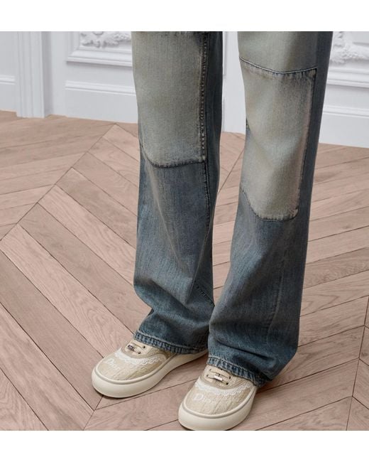 Dior White Lace-Up Sneakers