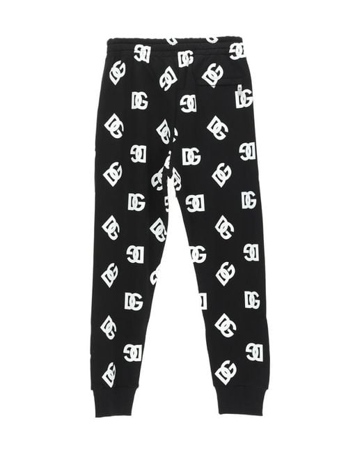 Dolce & Gabbana Black All-Over Logo-Print Track Pants for men