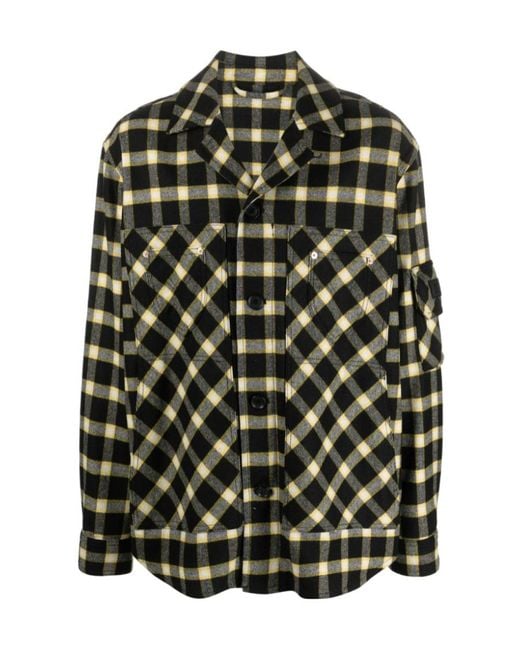 Versace Green Long-Sleeved Button-Down Checked Shirt Jacket for men