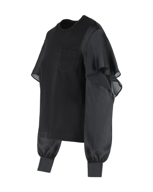 Sacai Black Cotton T-Shirt