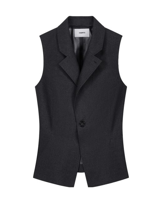 Coperni Black High Collar Button Knitted Top