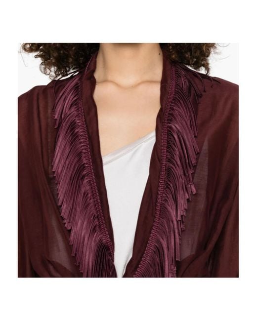 Forte Forte Red Fringed-Detailing Coat