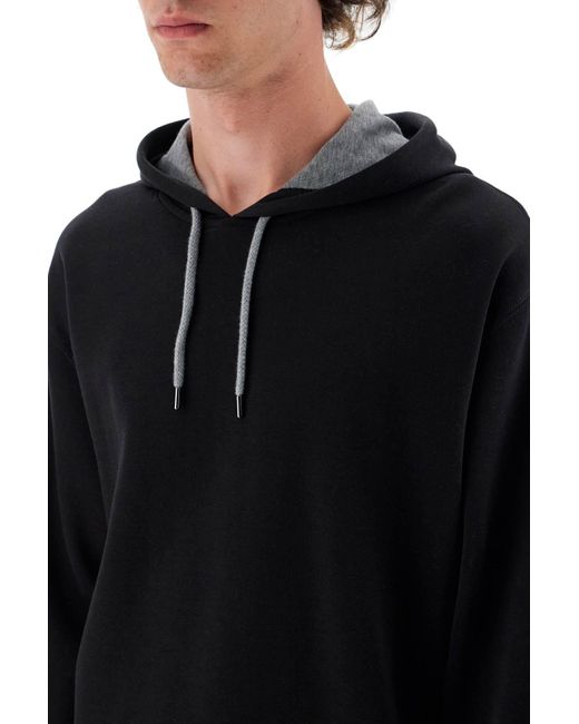 Brunello Cucinelli Black Long Sleeved Drawstring Hoodie for men