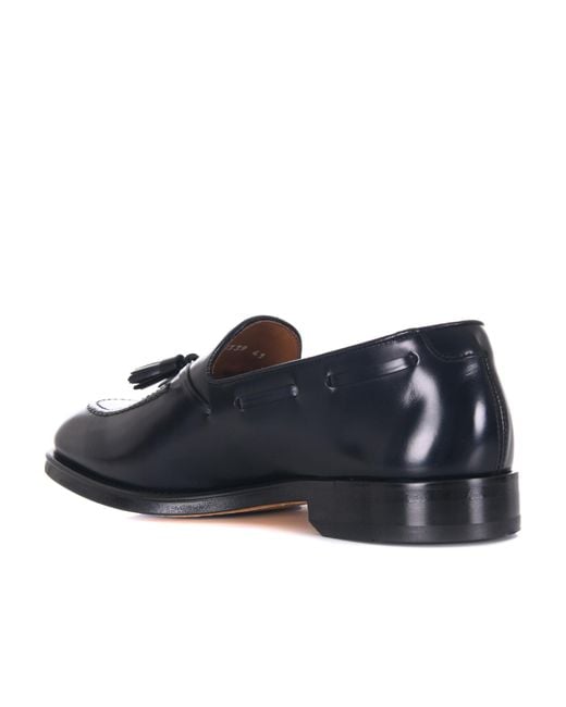 Doucal's Blue Almond Toe Tasseled Loafers for men