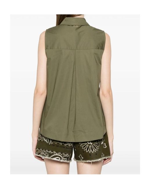 Twinset Green Pleated Patch-Pocket Shirt