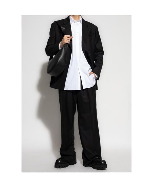 Moschino Black Pleat Detailed Straight-Leg Pants for men