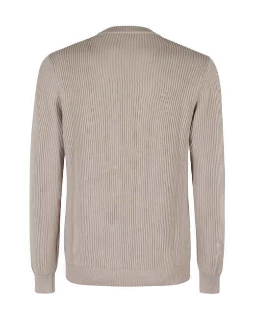 Roberto Collina Gray Crew Neck Ribbed Sweater for men