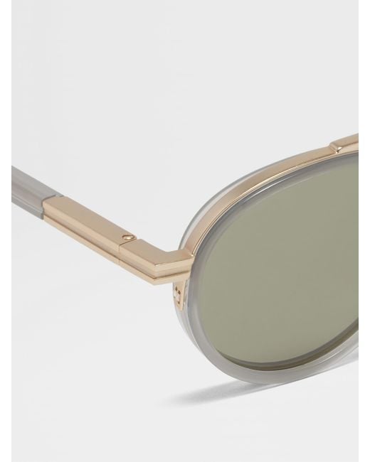 Zegna Metallic Orizzonte Ii Pilot-Frame Sunglasses for men