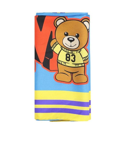 Moschino Gray Logo Printed Scarf