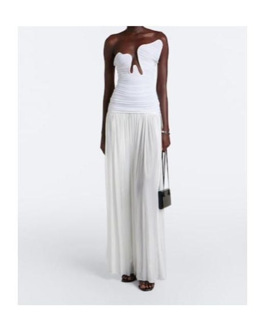 Christopher Esber White Salacia Ruched Bustier Gown