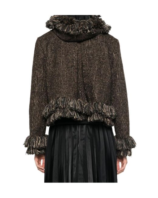 Sacai Multicolor Fringe-Trimmed Hooded Jacket