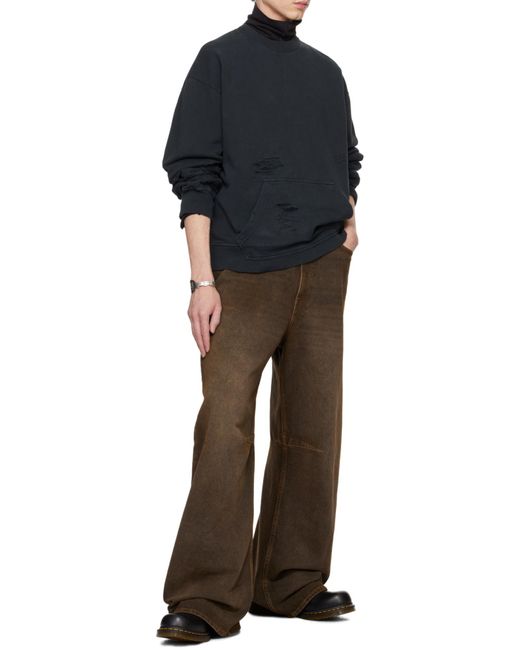 MM6 by Maison Margiela Black Ripped Sweatshirt for men