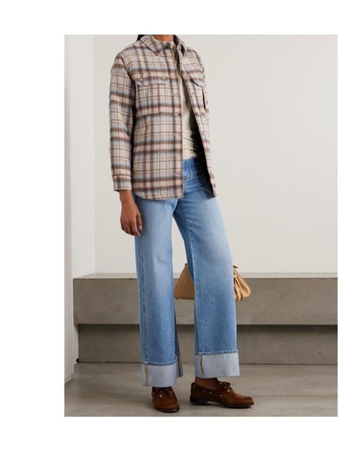 Veronica Beard Natural Mikaela Belted Checked Flannel Jacket