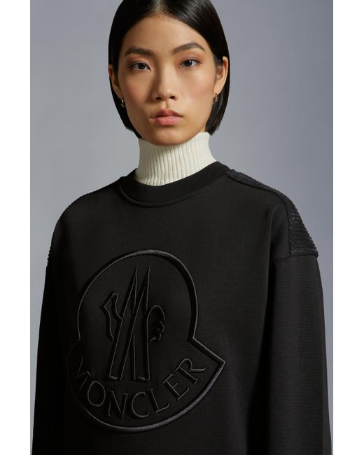 Moncler Black Logo Embroidered Crewneck Sweatshirt