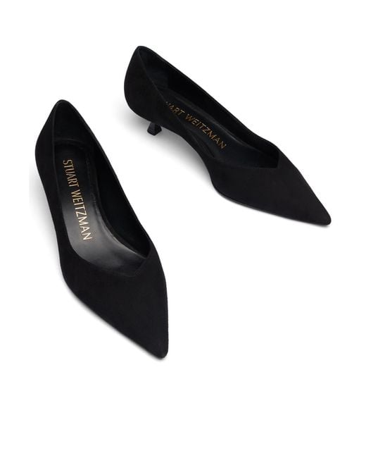 Stuart Weitzman Black Eva Pointed Low Heels