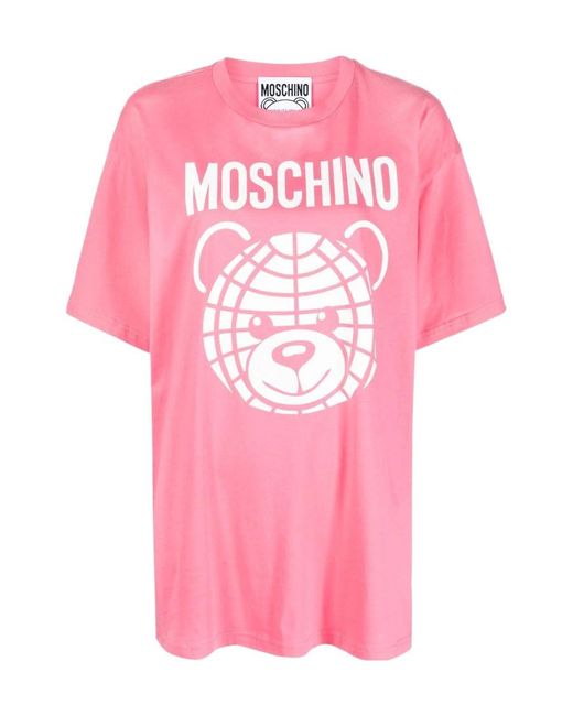 Moschino Pink Teddy Bear Logo Printed T-Shirt