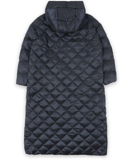 Max Mara Blue Quilted Belted Coat