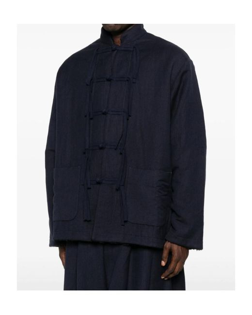 Uma Wang Blue Knotted-Front Jacket for men