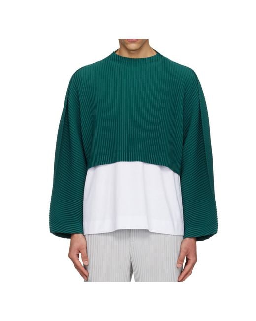 Homme Plissé Issey Miyake Green Pleated Top for men