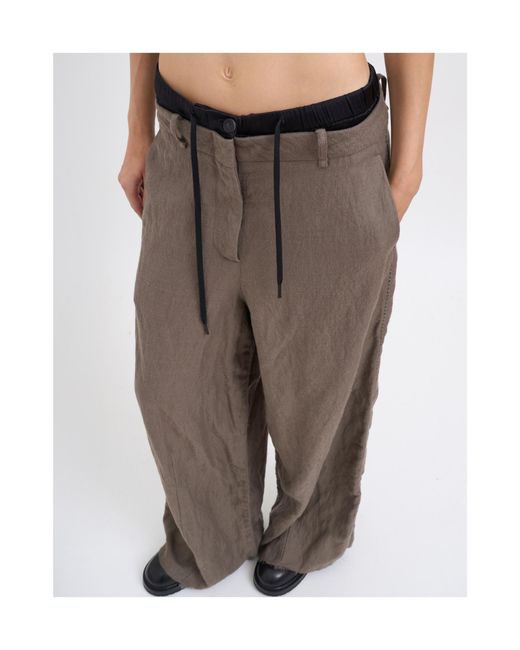 Masnada Brown Drawstring Casual Pants