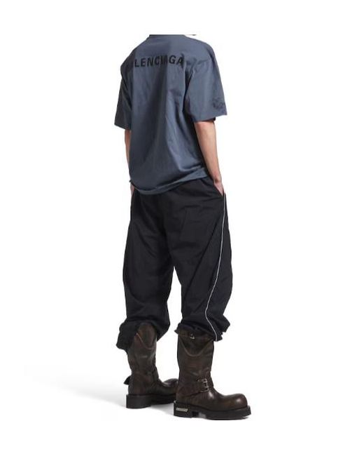 Balenciaga Blue Painted Dry Medium Fit T-Shirt for men