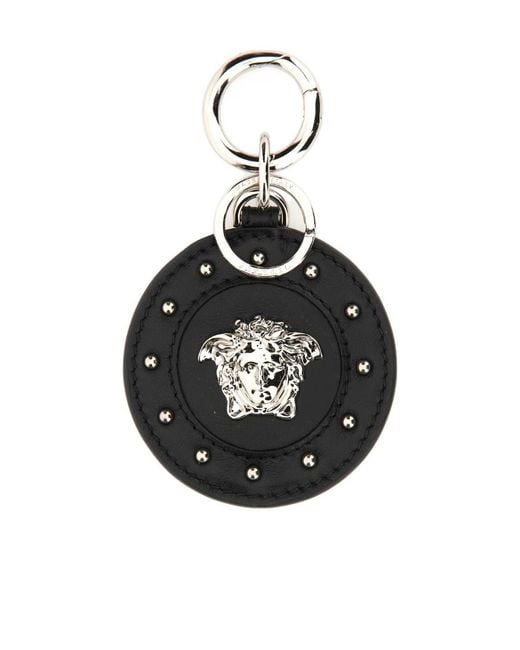 Versace Black Medusa Head Plaque Keyring for men