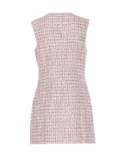 Self-Portrait Pink Boucle Sleeveless Mini Dress