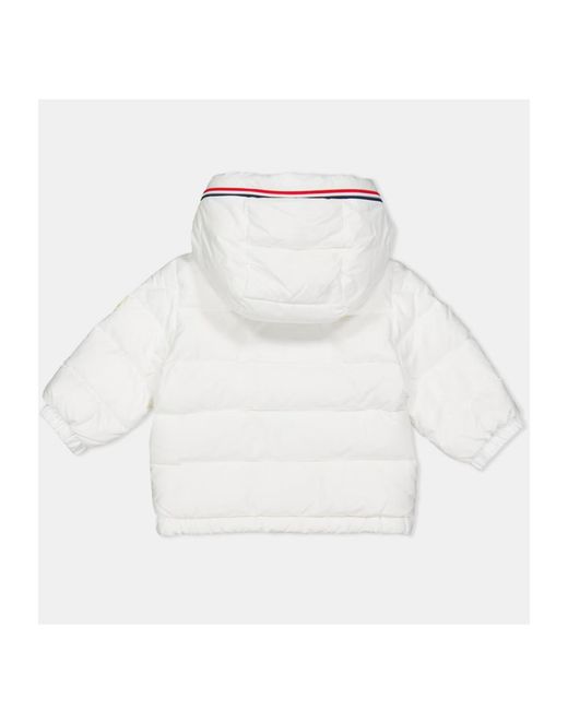 Moncler White Logo Patch Down Jacket