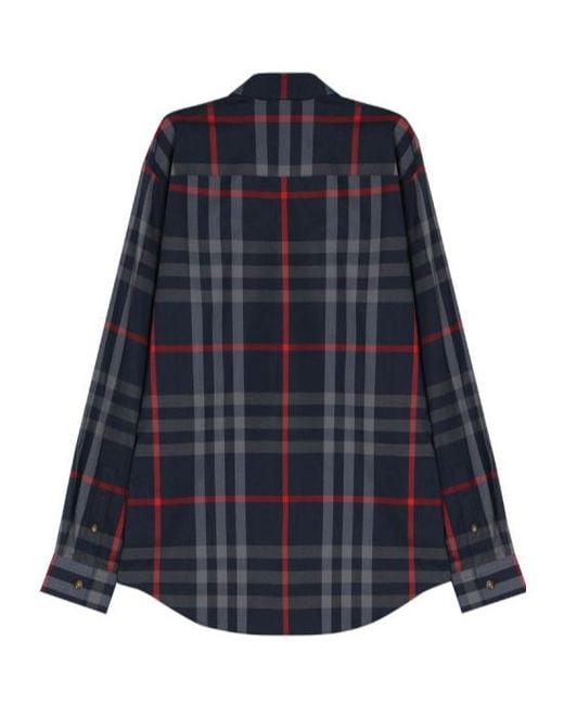 Burberry Blue Checkered Shirt for men