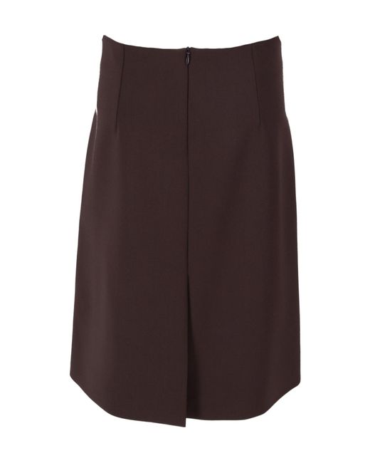 P.A.R.O.S.H. Brown Wool-Blend Midi Skirt