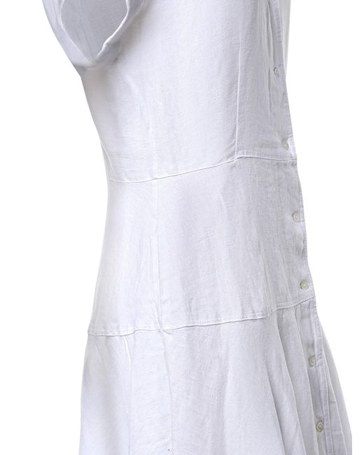 Polo Ralph Lauren White A-Line Linen Midi Shirt Dress