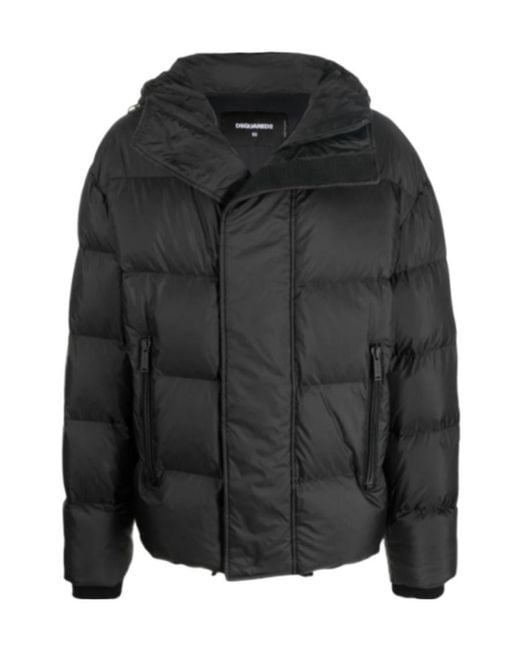 DSquared² Black Long Sleeved Hooded Padded Jacket for men