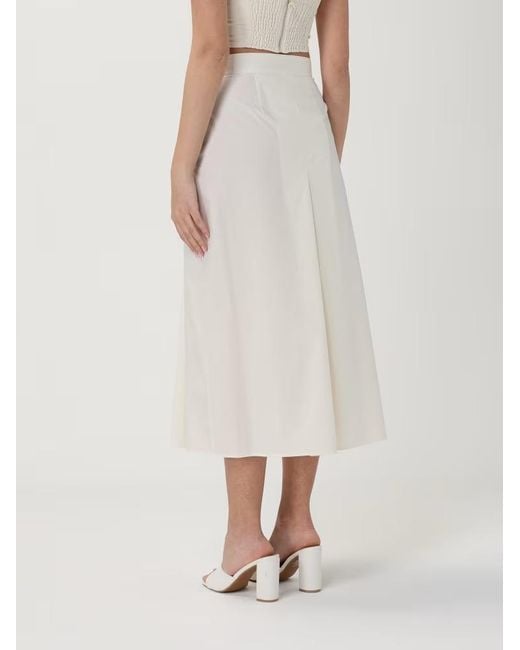 Twinset Natural Logo Plaque Pleated Midi Skirt