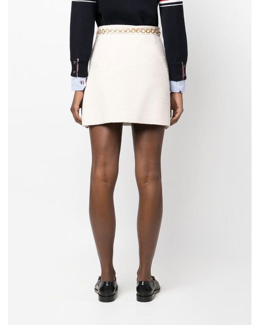 Gucci Natural A-Line Bouclé Miniskirt