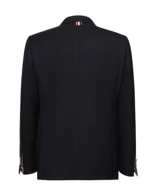 Thom Browne Blue Single-Breasted Wool Suit Jacket for men