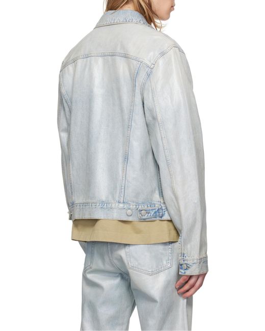 Acne Blue Collared Button-Up Denim Jacket