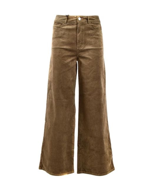 PAIGE Natural High-Waisted And Wide-Leg Denim Pants