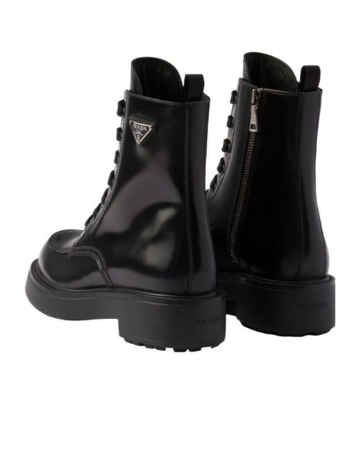 Prada Black Brushed Leather Boots