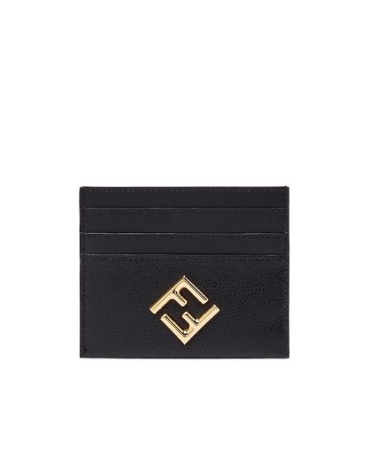 Fendi Black Ff Diamonds Open Top Card Case
