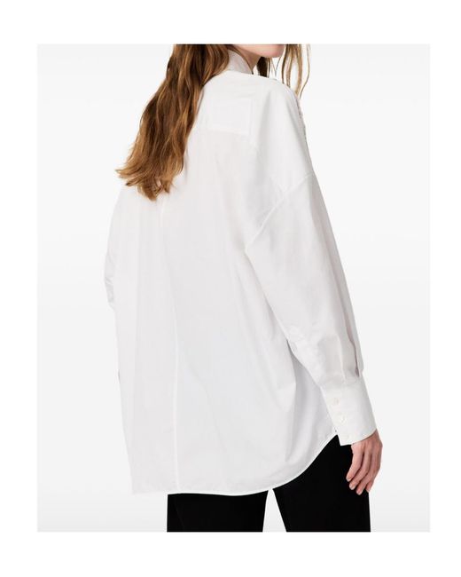 Stella McCartney White Lace-Panelled Cotton Shirt