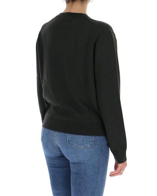 KENZO Black Embroidered-Logo Wool Jumper