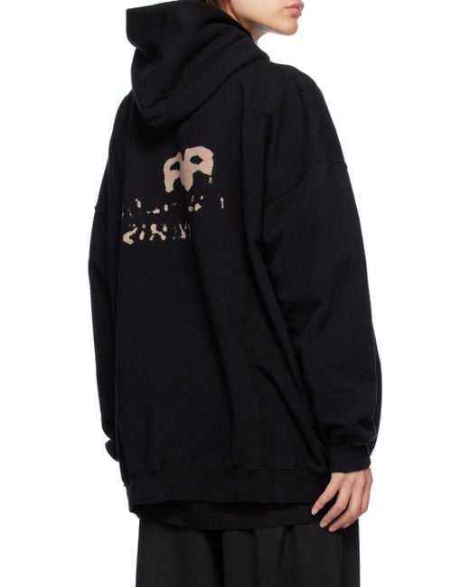 Balenciaga Black Hoodie Hand Drawn Bb Icon Large Fit